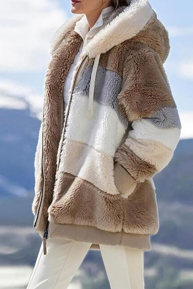 Giacca donna calda con cappuccio e zip