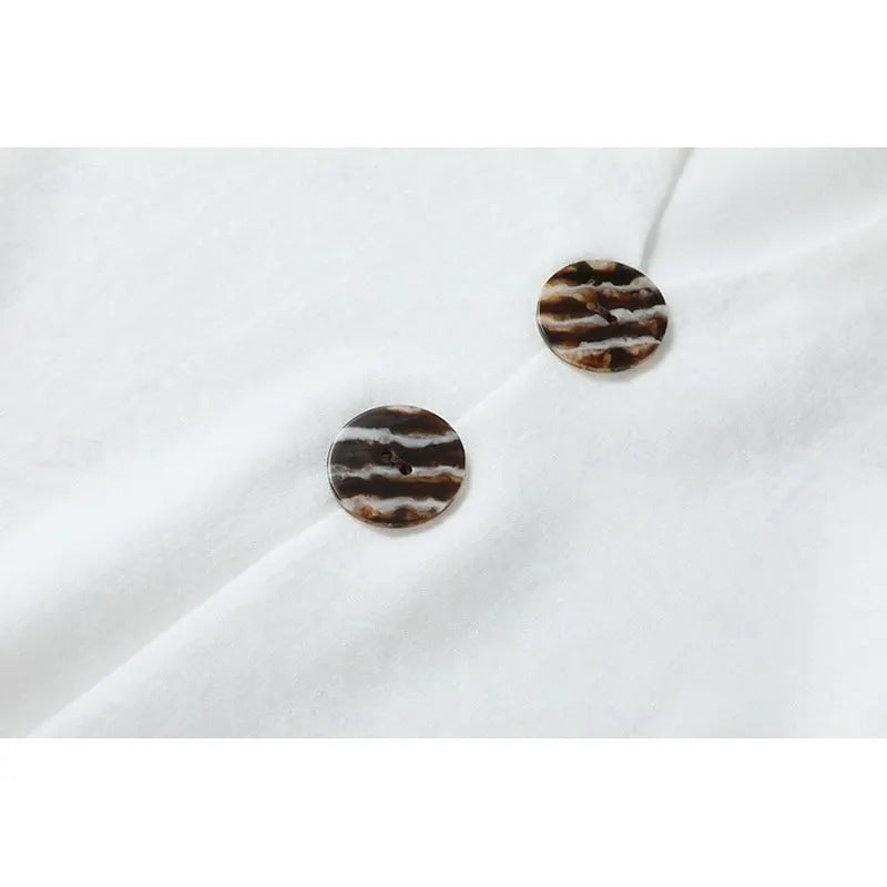Abito lungo donna estivo con collo a V e bottoni decorativi