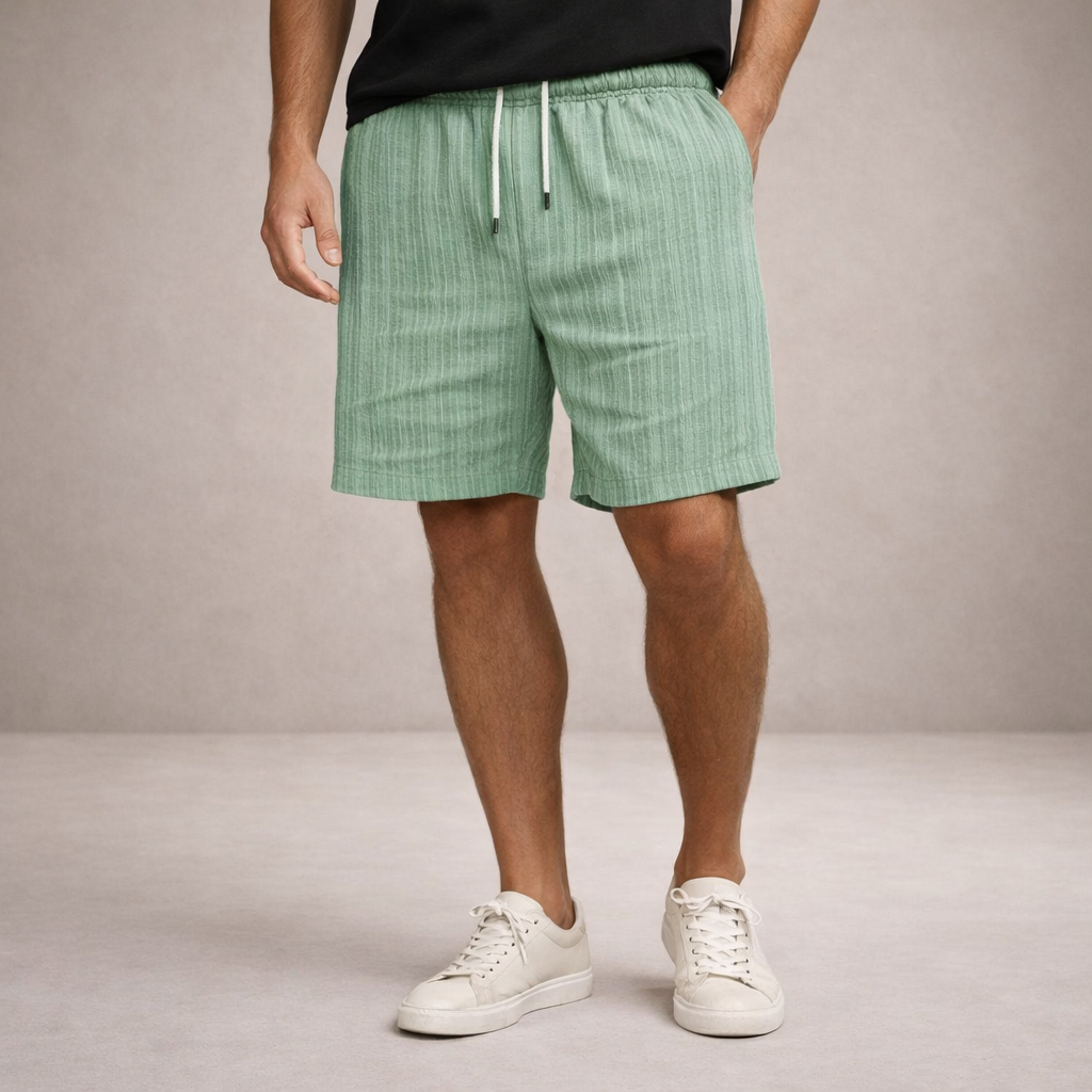 Shorts uomo estivi in lino con vita regolabile