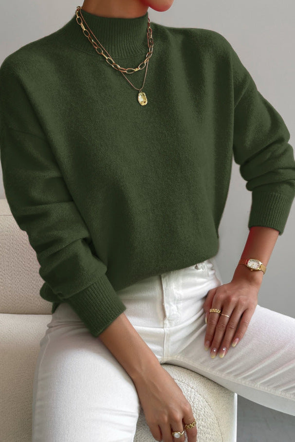 Maglione donna in maglia morbida con collo alto