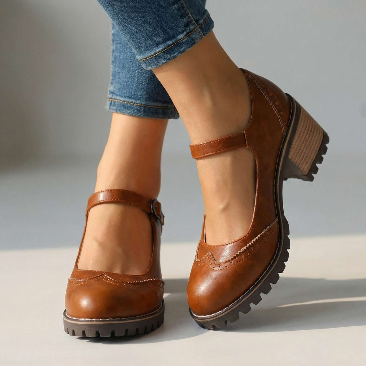 Scarpe donna vintage con cinturino regolabile
