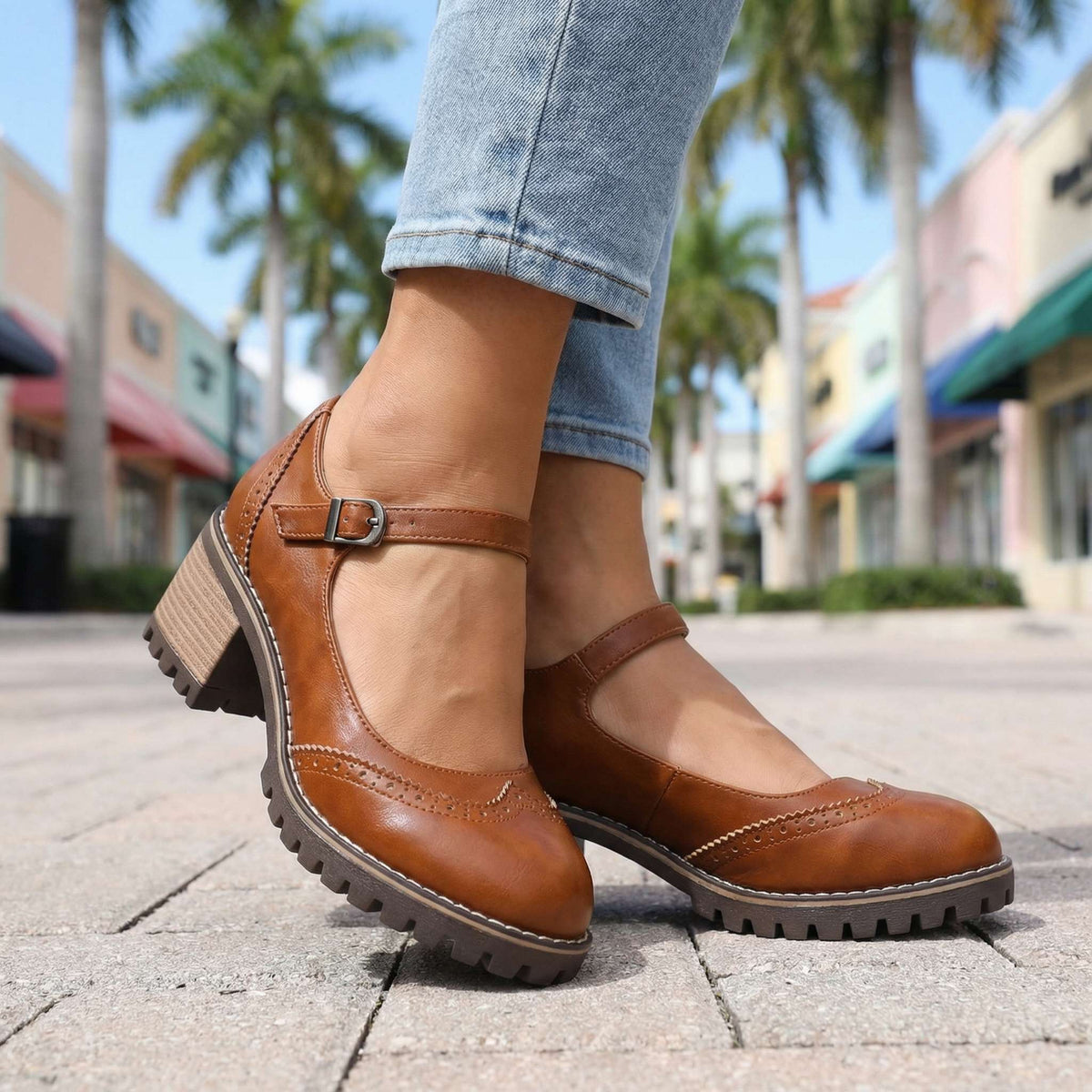 Scarpe donna vintage con cinturino regolabile