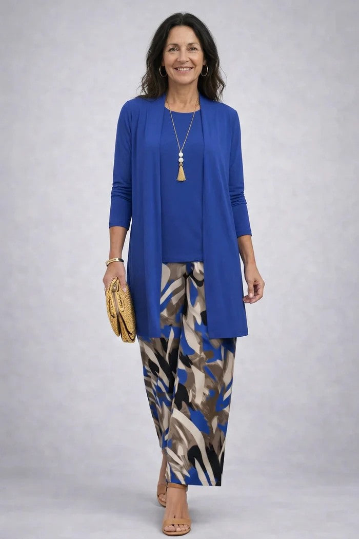 Completo donna tre pezzi con cardigan stampato