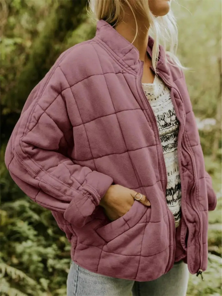Giacca donna trapuntata in poliestere con zip e tasche