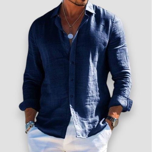 Camicia uomo estiva in cotone poliestere con bottoni