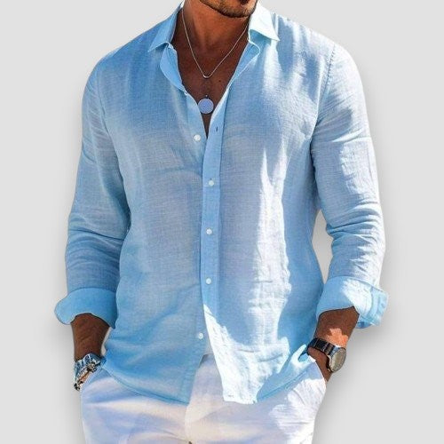 Camicia uomo estiva in cotone poliestere con bottoni