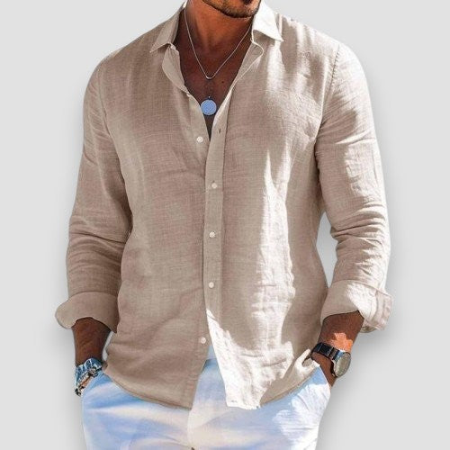 Camicia uomo estiva in cotone poliestere con bottoni