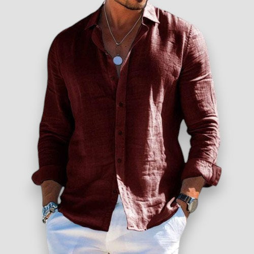 Camicia uomo estiva in cotone poliestere con bottoni