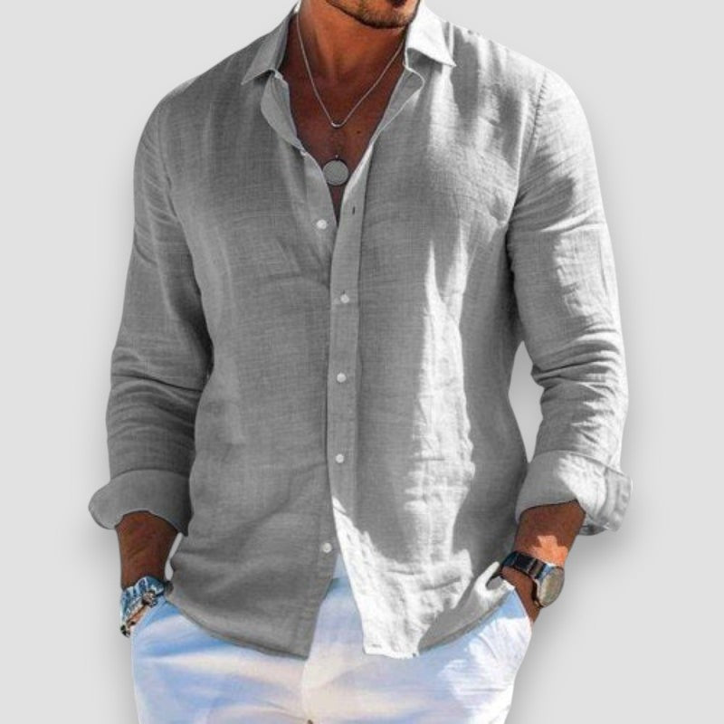 Camicia uomo estiva in cotone poliestere con bottoni