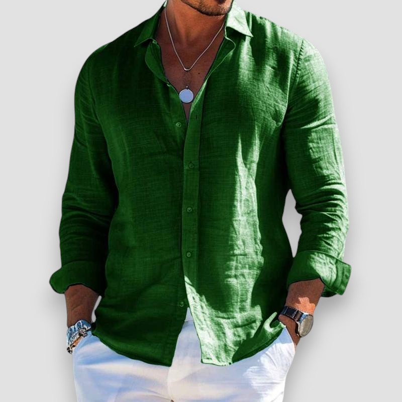 Camicia uomo estiva in cotone poliestere con bottoni