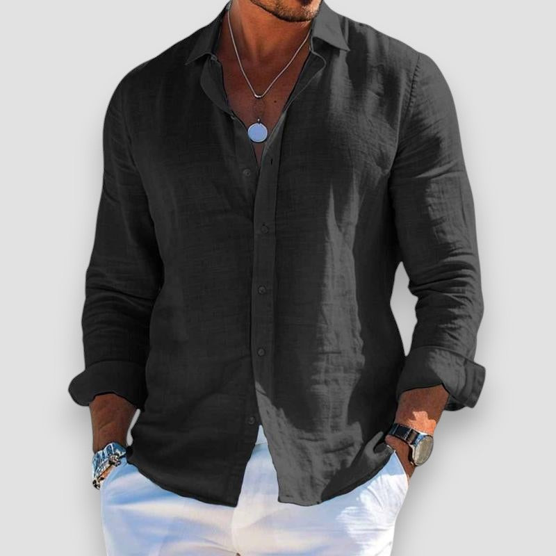 Camicia uomo estiva in cotone poliestere con bottoni