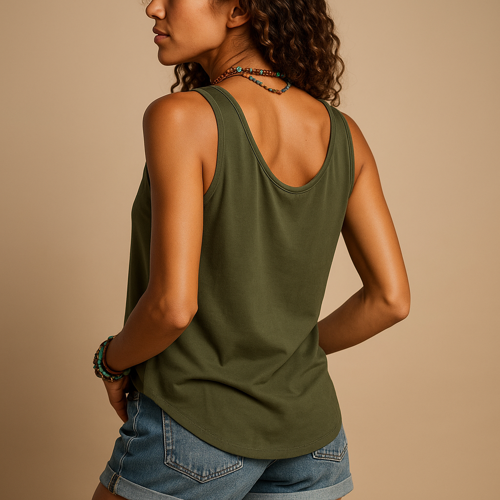 Top da donna in lino cotone con bottoni frontali