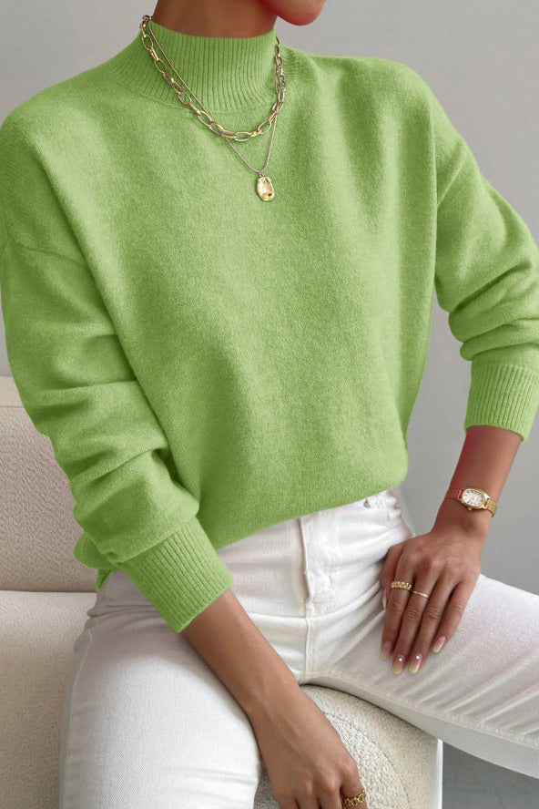 Maglione donna in maglia morbida con collo alto