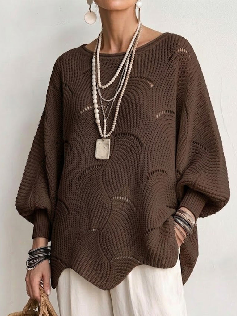 Maglione donna traforato con motivo ondulato