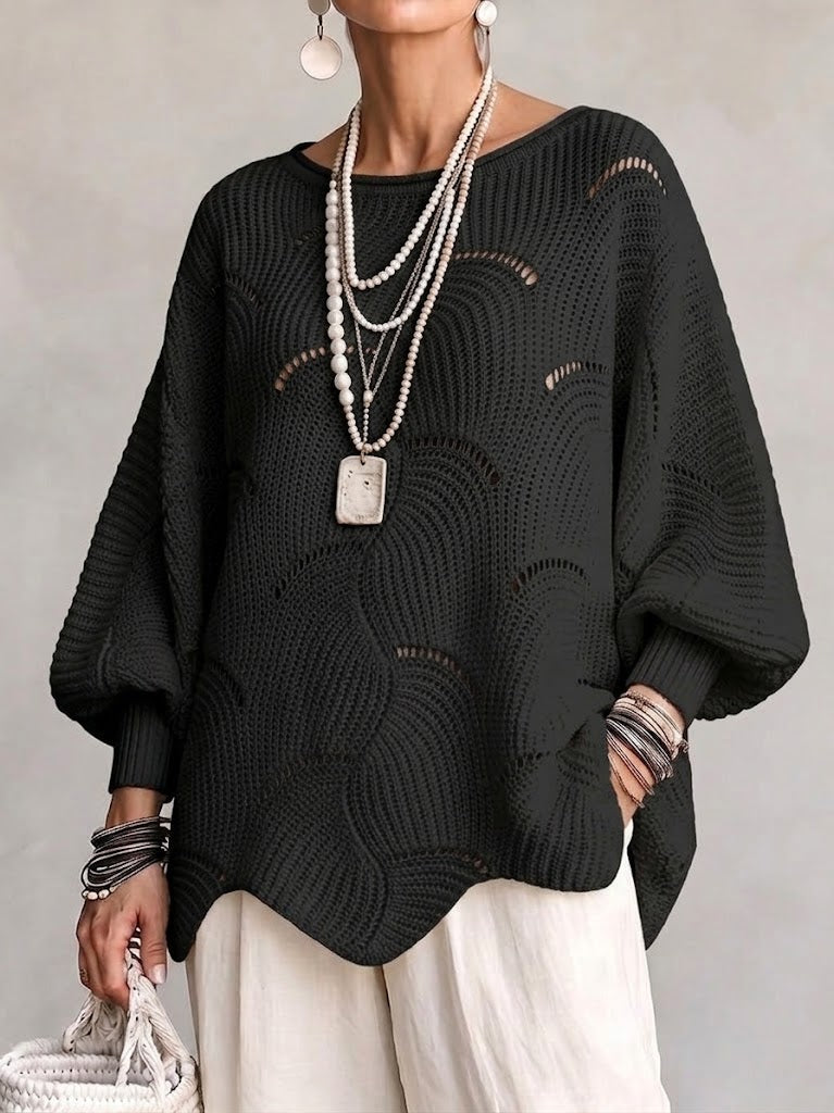 Maglione donna traforato con motivo ondulato