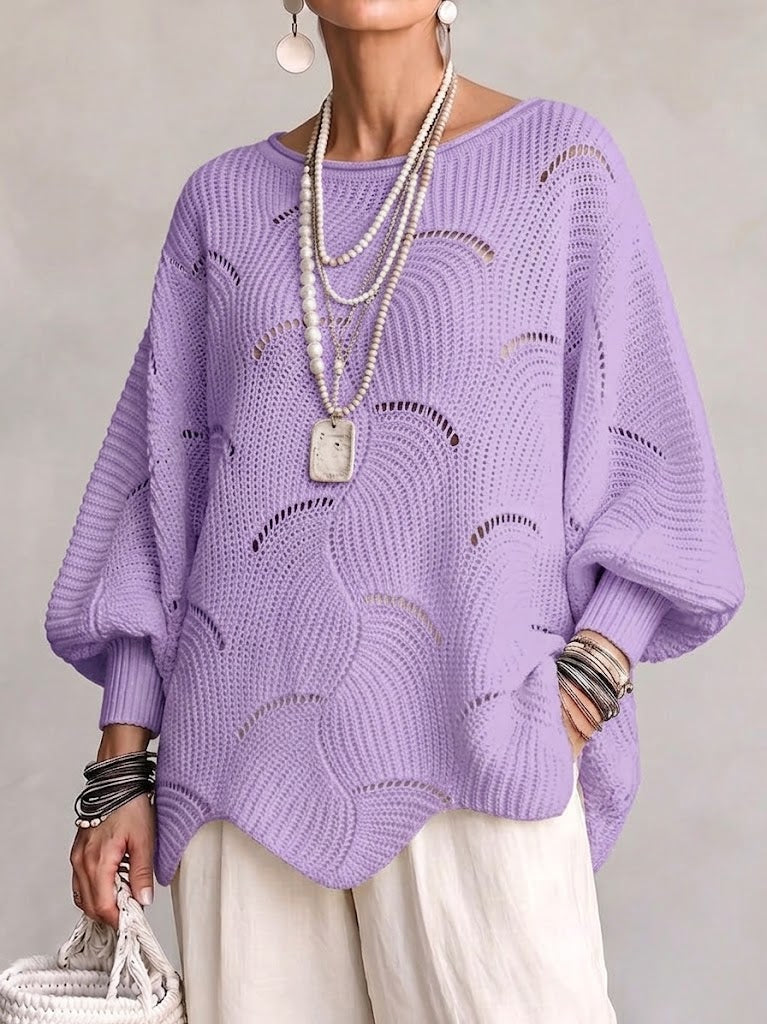 Maglione donna traforato con motivo ondulato
