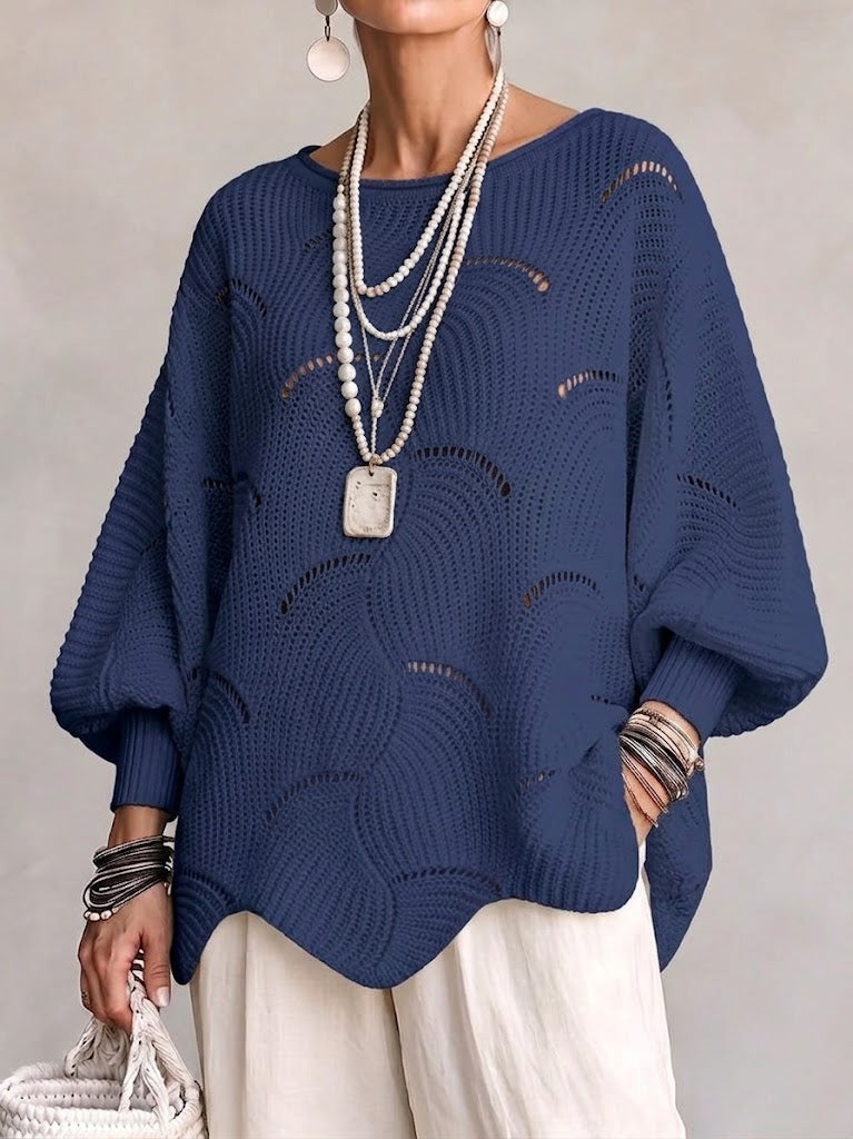 Maglione donna traforato con motivo ondulato
