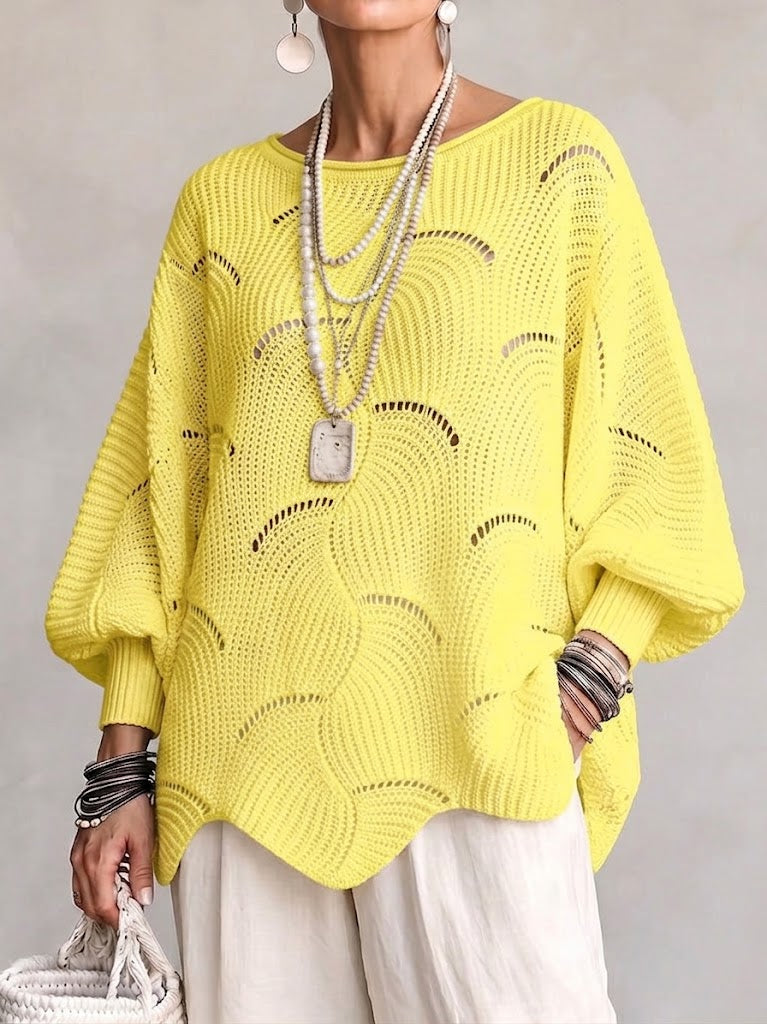Maglione donna traforato con motivo ondulato