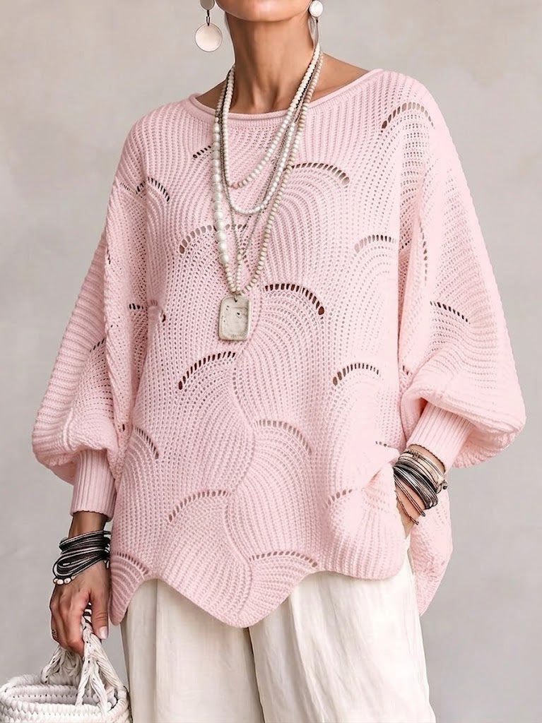 Maglione donna traforato con motivo ondulato