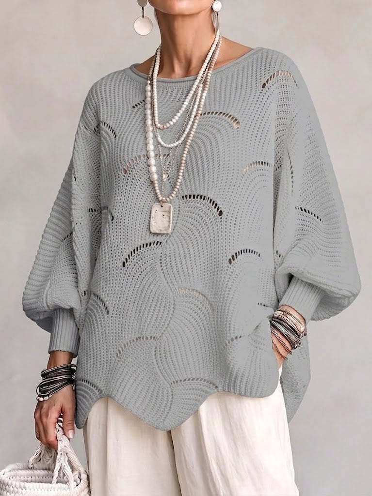 Maglione donna traforato con motivo ondulato