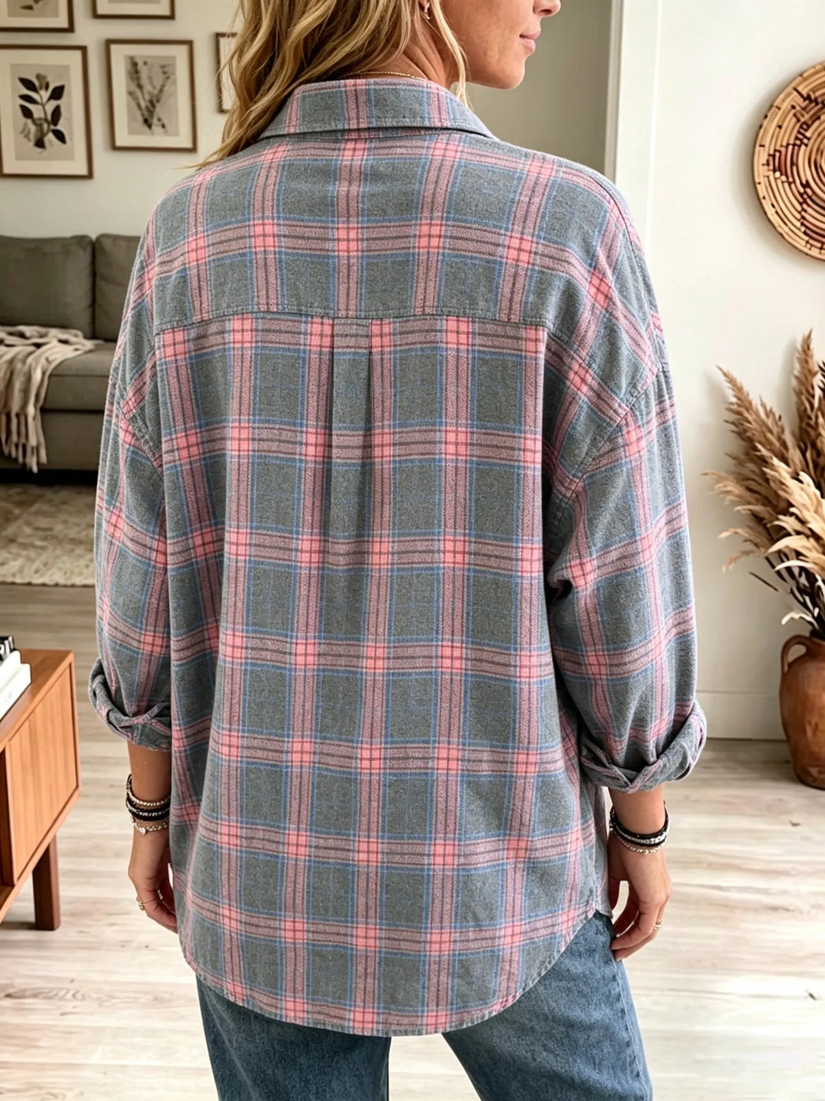 Camicia oversize quadri donna