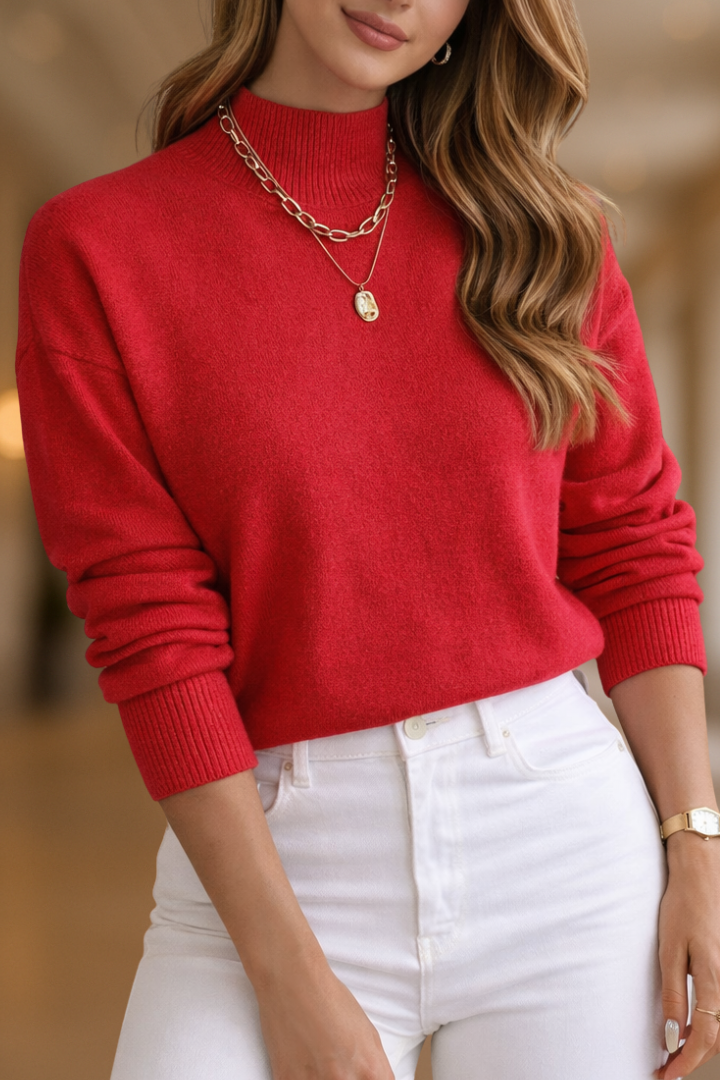 Maglione donna in maglia morbida con collo alto