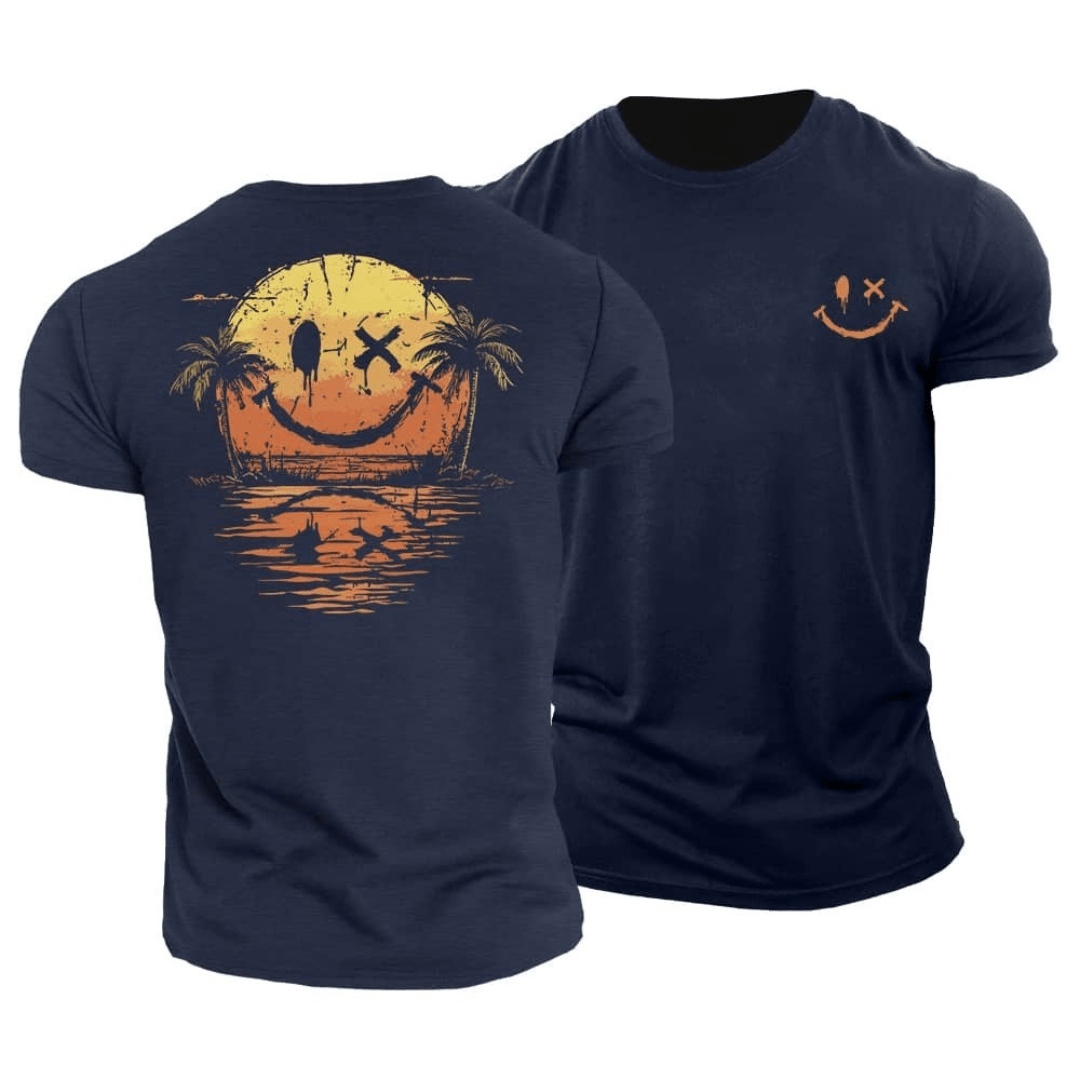 T-shirt uomo con stampa smiley estiva