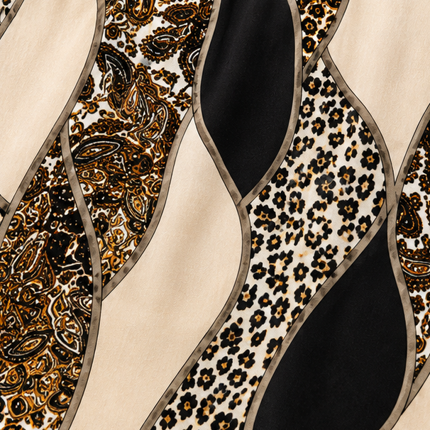 Blusa donna patchwork con scollo a V e dettagli volant