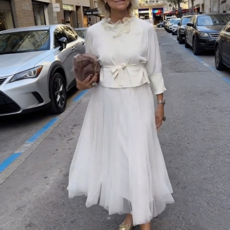 Completo donna due pezzi con abito plissettato