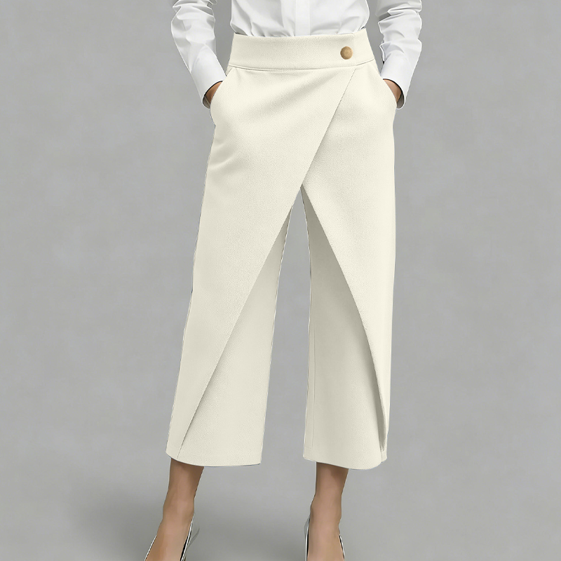 Pantaloni culotte donna effetto gonna con pannello incrociato