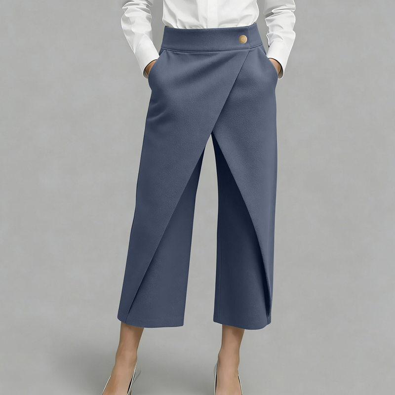 Pantaloni culotte donna effetto gonna con pannello incrociato