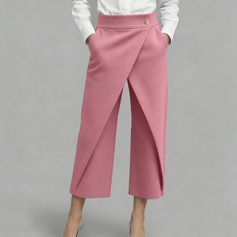 Pantaloni culotte donna effetto gonna con pannello incrociato