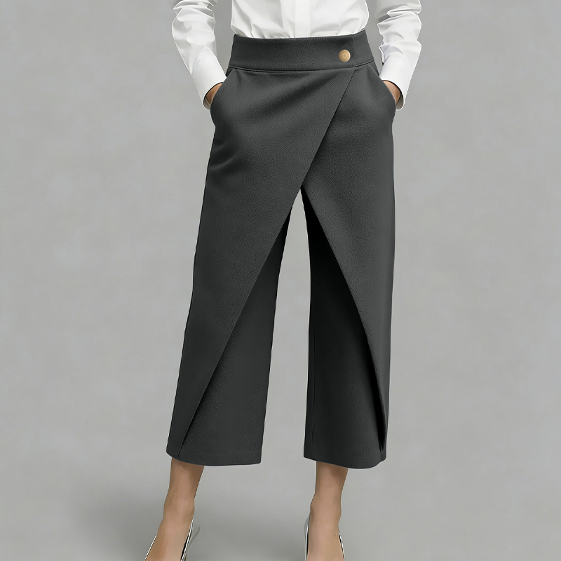 Pantaloni culotte donna effetto gonna con pannello incrociato