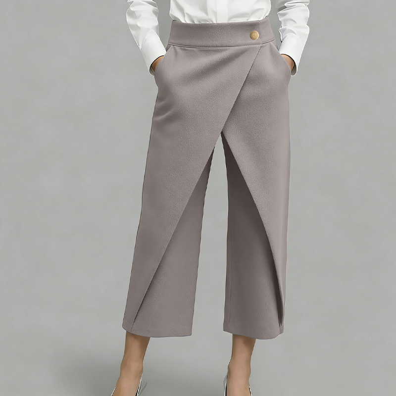 Pantaloni culotte donna effetto gonna con pannello incrociato
