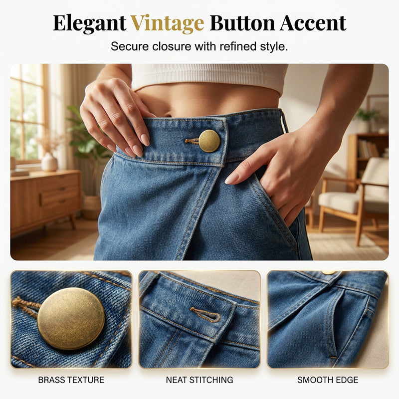 Pantaloni corti da donna effetto denim a portafoglio