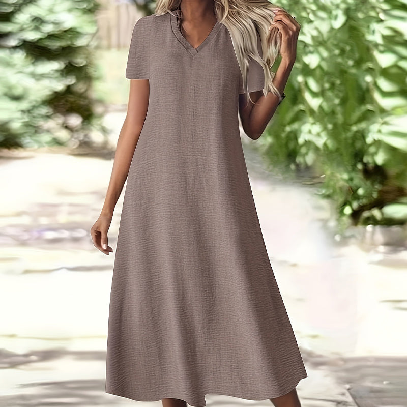 Abito maxi donna con scollo a V e tasche