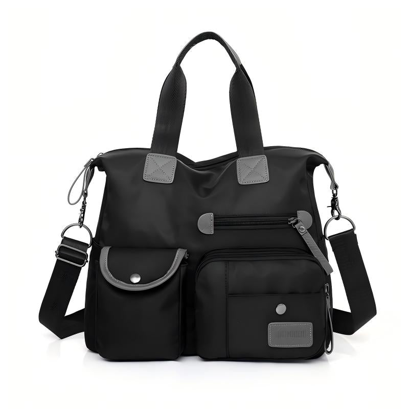 Borsa tote donna grande impermeabile in nylon con tasche