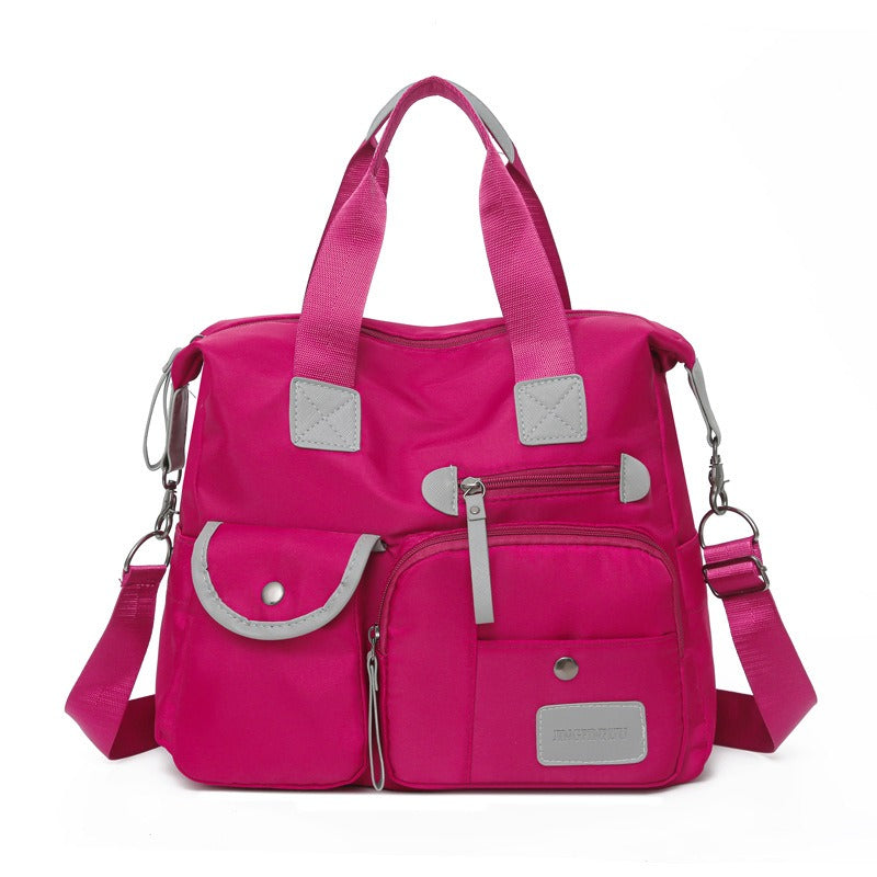 Borsa tote donna grande impermeabile in nylon con tasche