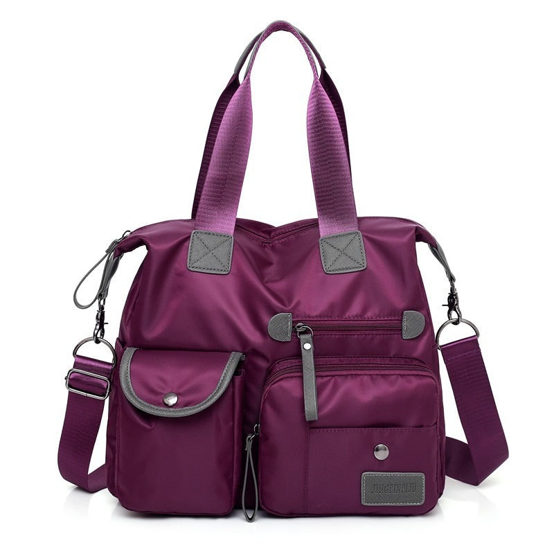 Borsa tote donna grande impermeabile in nylon con tasche