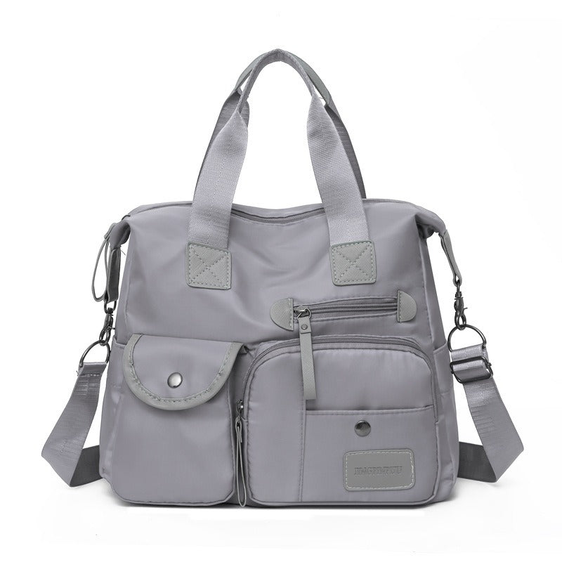 Borsa tote donna grande impermeabile in nylon con tasche