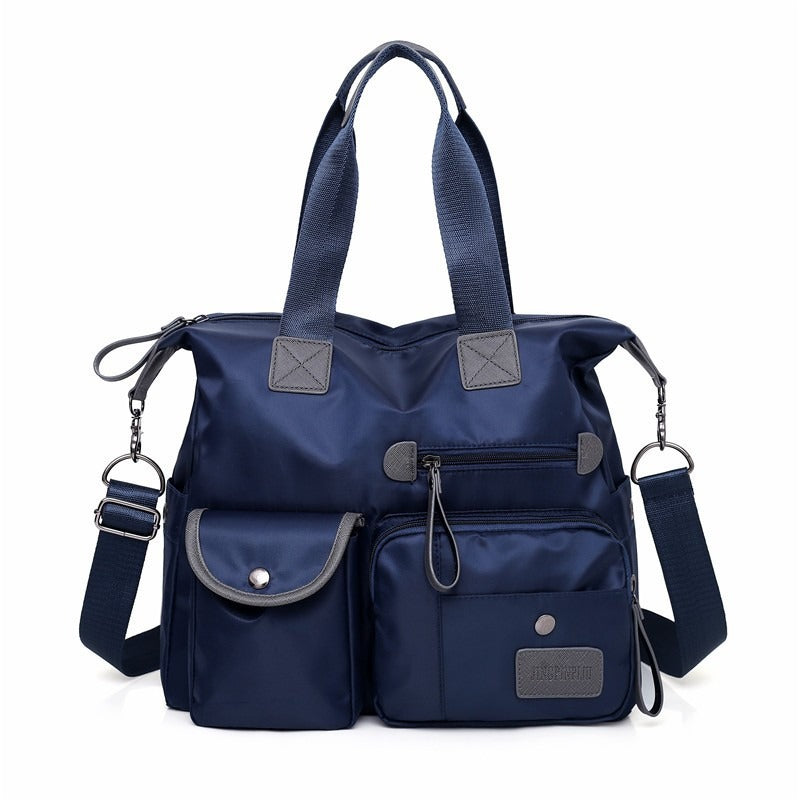 Borsa tote donna grande impermeabile in nylon con tasche