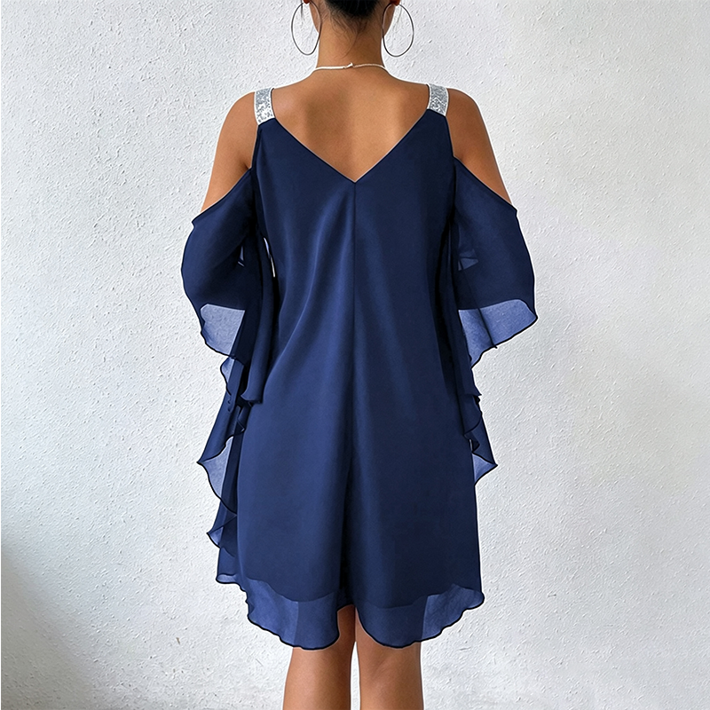 Abito donna con spalle scoperte e spalline brillanti