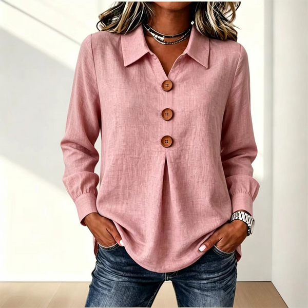 Blusa donna con colletto classico e bottoni