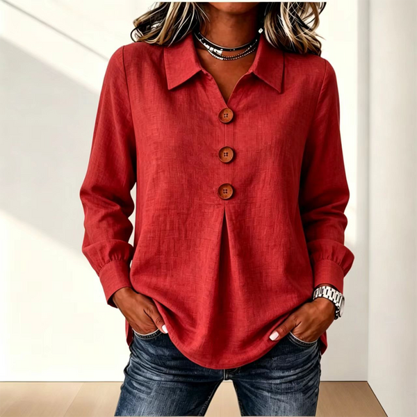Blusa donna con colletto classico e bottoni
