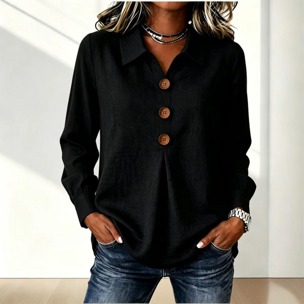 Blusa donna con colletto classico e bottoni