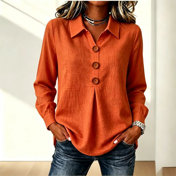Blusa donna con colletto classico e bottoni