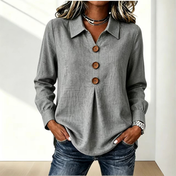 Blusa donna con colletto classico e bottoni