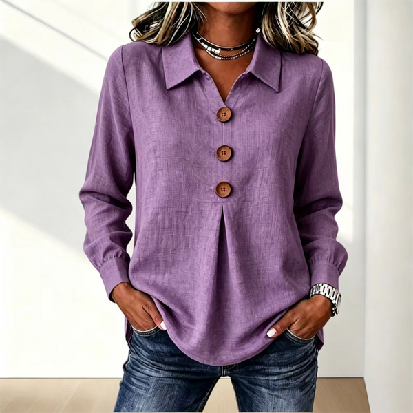 Blusa donna con colletto classico e bottoni