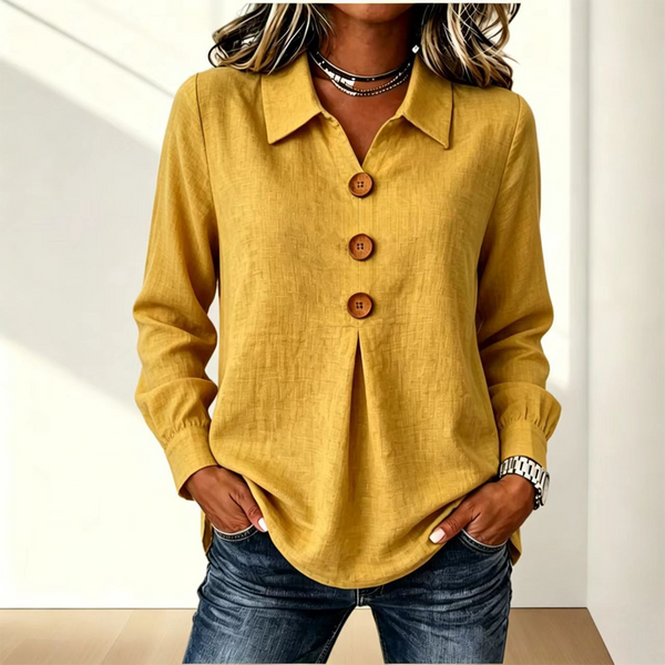 Blusa donna con colletto classico e bottoni