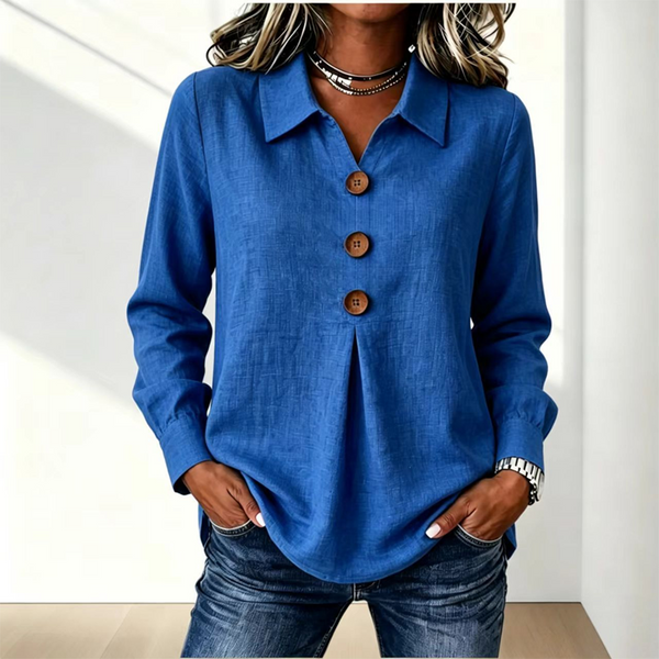 Blusa donna con colletto classico e bottoni